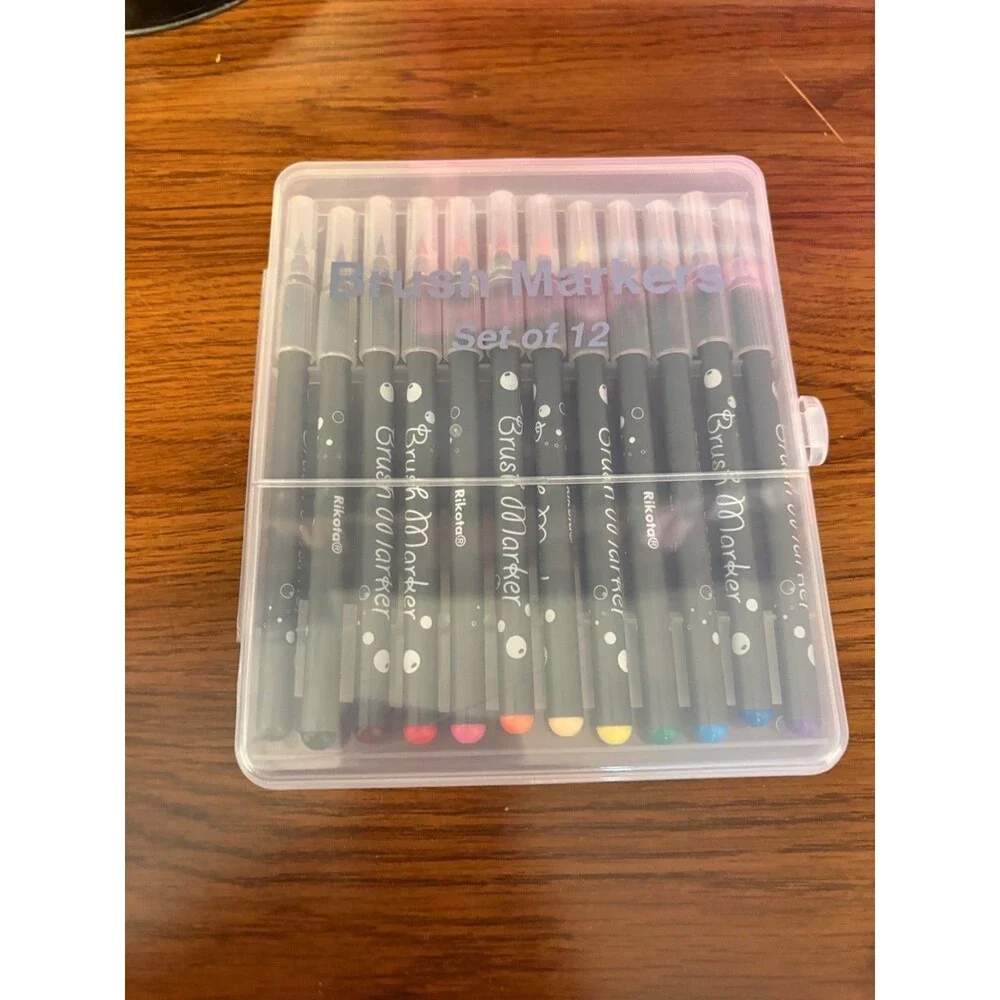 Brush Marker (Set Of 12) Acrylic Black Clear Tops